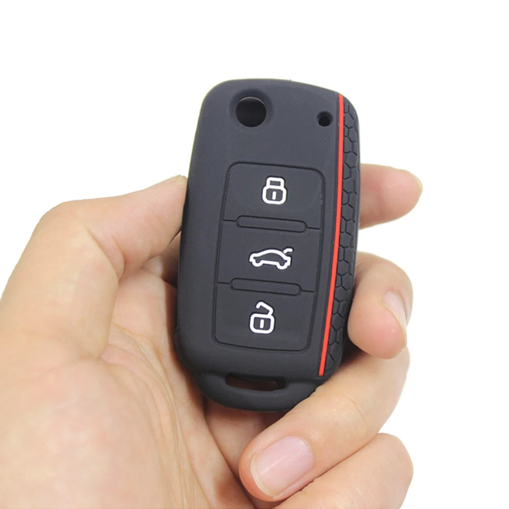 Silicone Car Key Fob Case Cover for Volkswagen Sagitar/Polo/Golf/Bora/Tiguan/TOUAREG/Phaeton/SEAT/Skoda Key Fob Cover