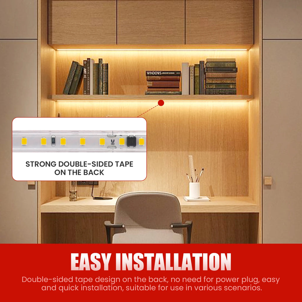 220V LED Strip Light 0.5m 5m 10m 20m 25m 30m 40m 2835 120LEDs Flexible LED Tape with Adhesive Tape Waterproof Ribbon Light