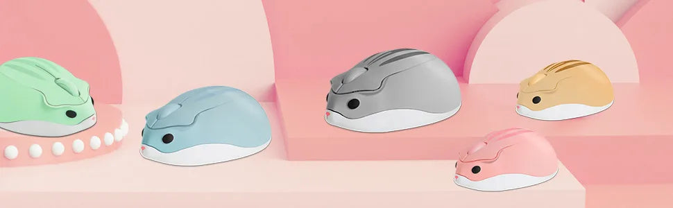 Wireless 2.4G Mouse Cute Hamster Appearance Mause Mute Button Light Weight Portable Mice Compatible Office Use Kid' Toy