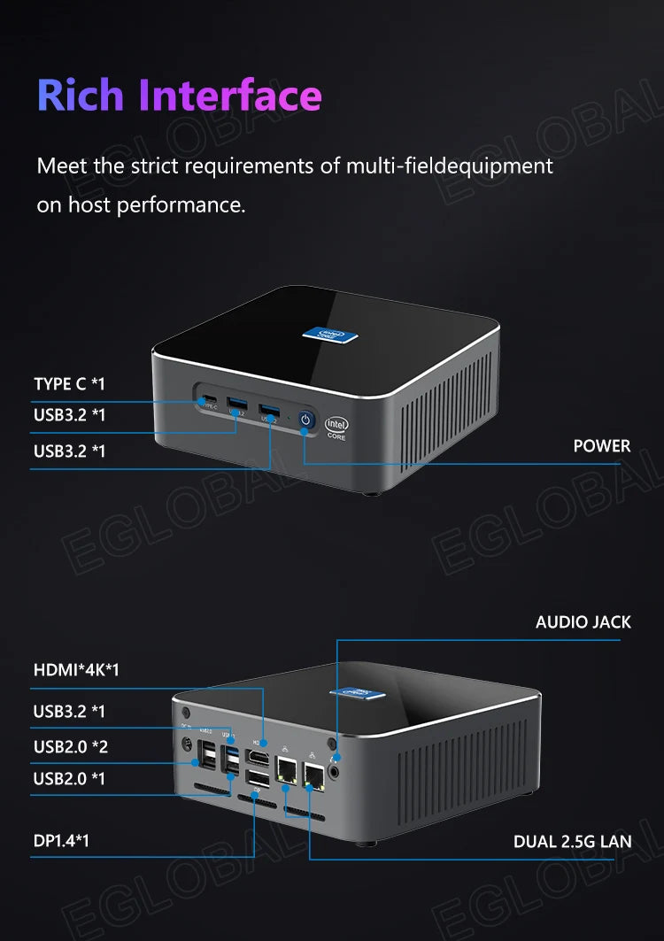 EGLOBAL Mini PC Gaming 13th Gen i9-13900H i7-13620H 32G DDR5 1TB NVMe Gaming Computer Windows11 Wifi6 Type-C Mini Computer Gamer