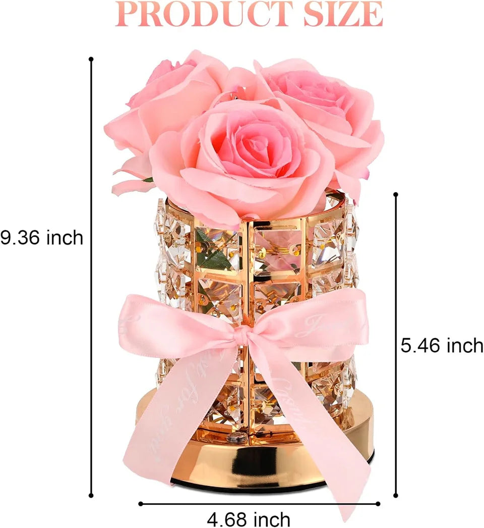 LED Crystal Rose Table Lamp 3 Colors Dimmable Magic Cube Rose Creative  Atmosphere Lights Bedroom Bedside Decor Lighting Gift ﻿