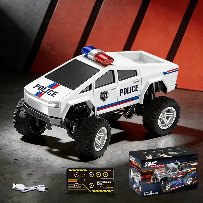 1：64 Mini Remote Control Off Road Truck Alloy Shell Rechargeable With Led Lights Anti Collision Night Play Electric Toy For Kids