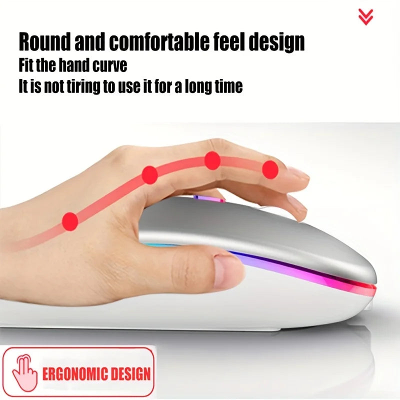 Wireless Mouse Bluetooth 2.4GHz Dual Modes Rechargeable RGB Ergonomic Silent Mouse Optical Mice For PC Computer Laptops Notebook