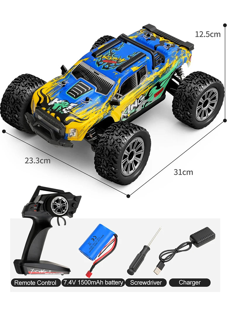 WLtoys 164018 1/16 Scale RC Car Off-Road 4WD Electric Remote Control Big Foot Climbing Truck with LED Lights High-Speed 2.4G