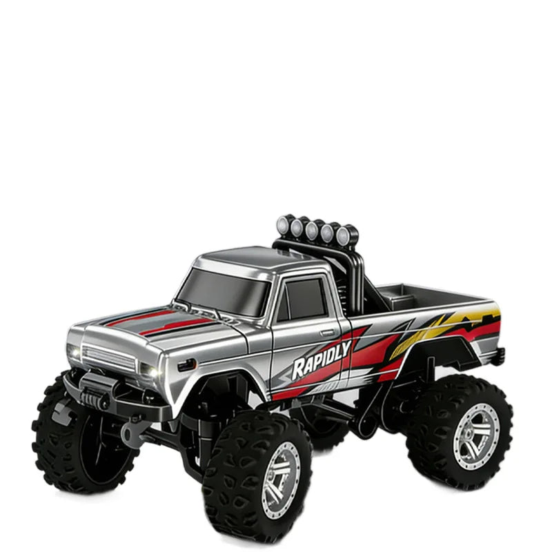 1：64 Mini Remote Control Off Road Truck Alloy Shell Rechargeable With Led Lights Anti Collision Night Play Electric Toy For Kids