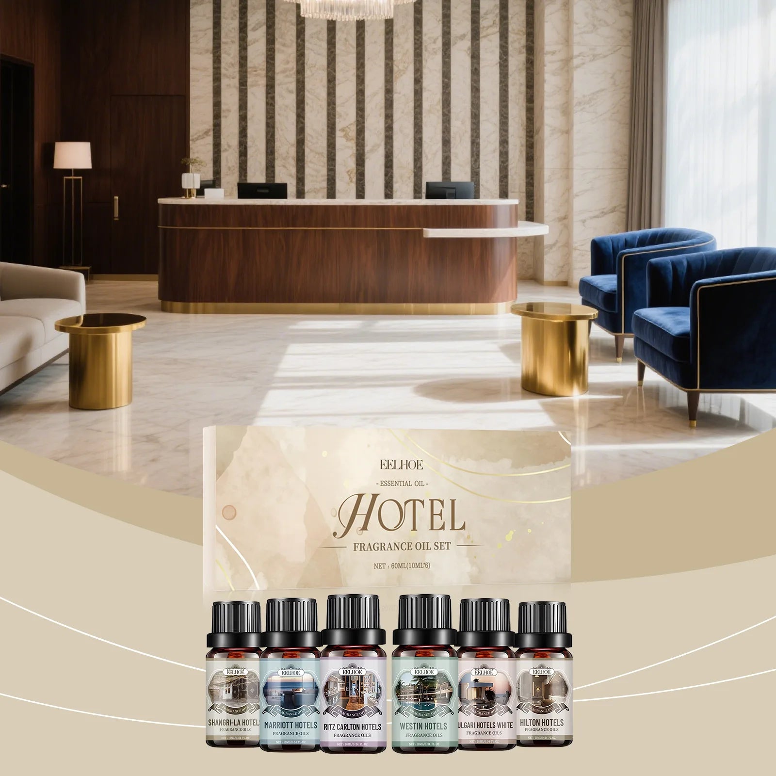 6 Flavors 10ml Essential Oils Nature Plant Making for Aroma Diffuser Air Humidifier Home Hotel Water-soluble Fragrance Gifts Kit
