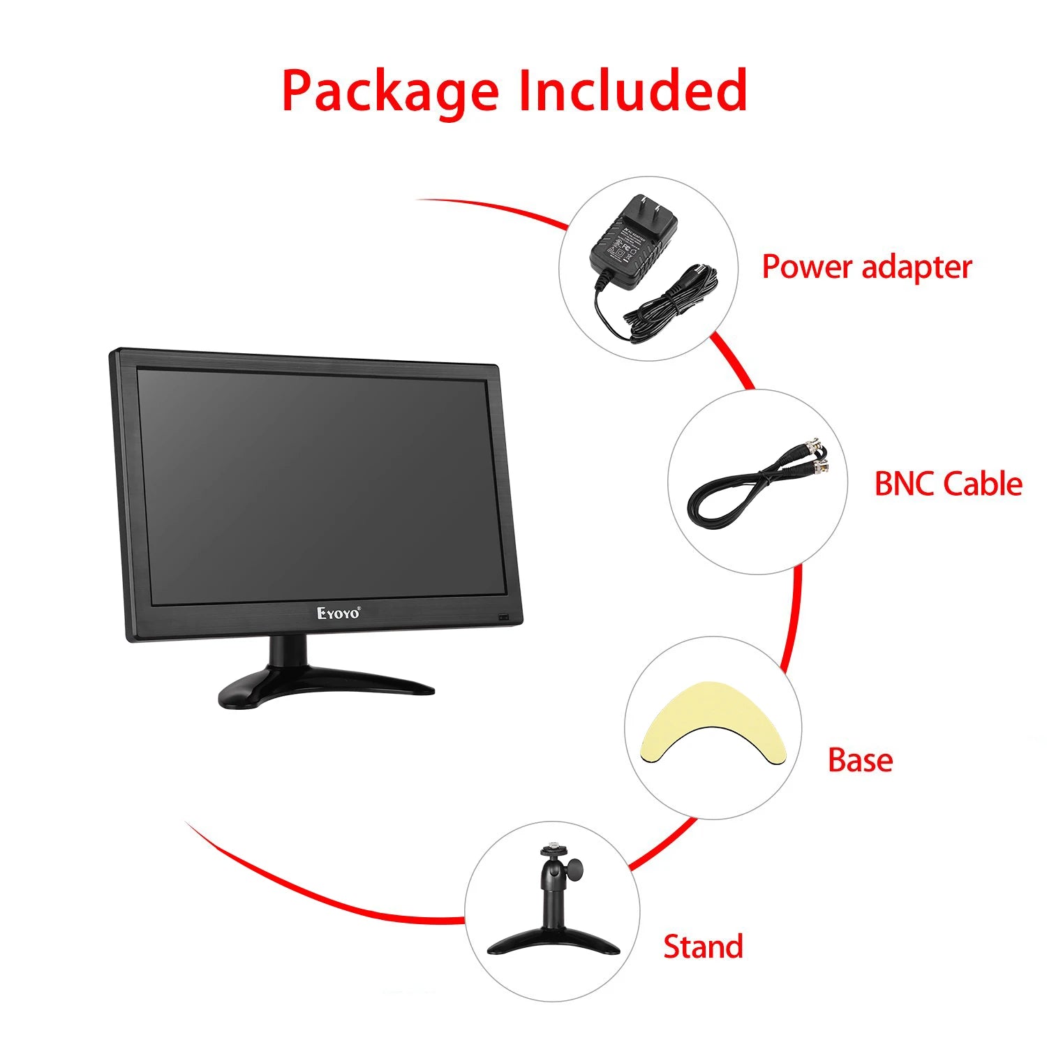 Eyoyo 12 Inch CCTV Surveillance Security Monitor HD 1920*1080 IPS LCD Home Office Desktop Display With Speaker VGA BNC USB Input