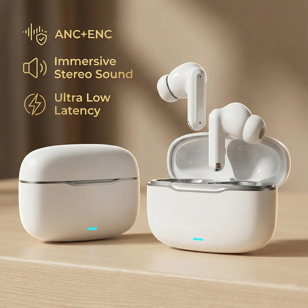 ANC ENC Wireless Earbuds HiFi Stereo Sound Bluetooth 5.4 Gaming Headphones Sport Noise Cancelling Earphones for gym running