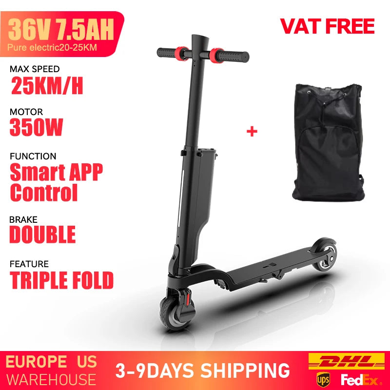 HUANCI X6 electric scooter adults Foldable electric kick scooters 350W scooters electric 36V 7.5A e scooter Smart APP escooters