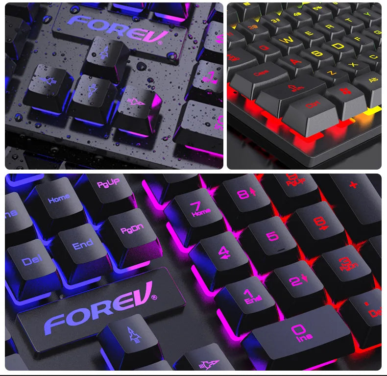 104 Keys Mechanical feel Keyboard Wired Gaming Keyboard for Laptop Desktop Ergonomics RGB Backlit LED Keycaps PC Accessories