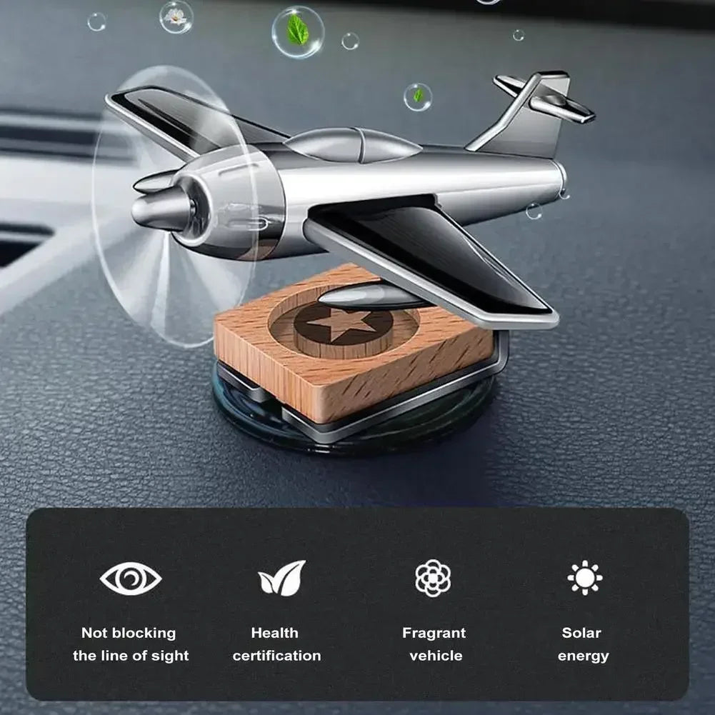 Car Essential Oil Diffuser Solar Airplane Air Freshener Wooden Base Fragrance Aromatherapy Diffuser Ornaments Auto Accessories