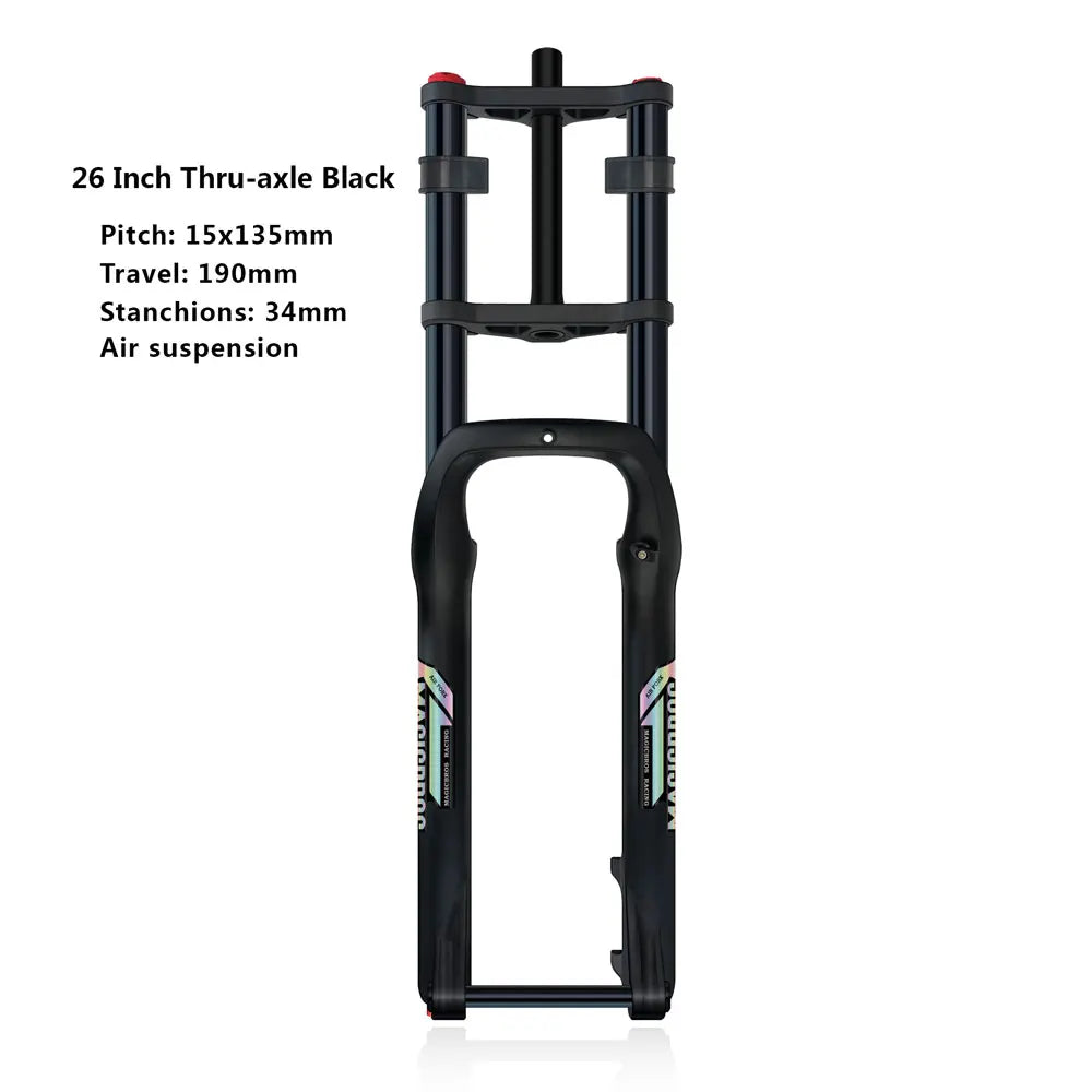 20x4.0 26*4.0 Dual Crown Motor Fork QR 9*135mm 15*135mm Beach Snow Bike Electric Fat Tire Bike Motorcycle Double Crown Air Fork