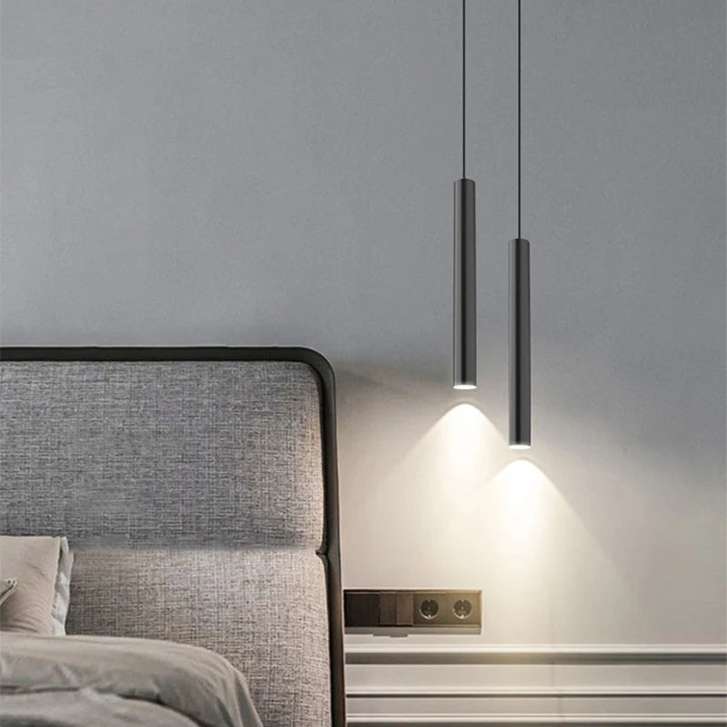 Modern Nordic Led Pendant Lamp Double head Pendant Light Dining Room 2m Hanging Lamp Pipe Decora Cylinder Pipe Line chandelier
