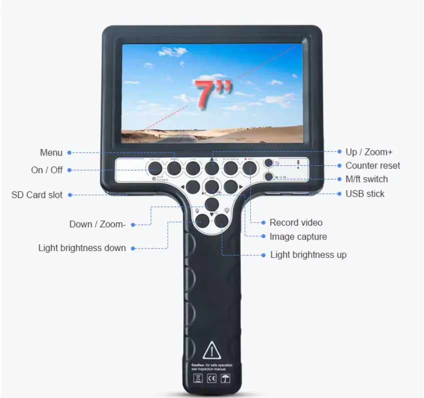 7'Inch LCD Handheld TFT Screen monitor Case for wopson handheld pipe inspection camera replace repair screen