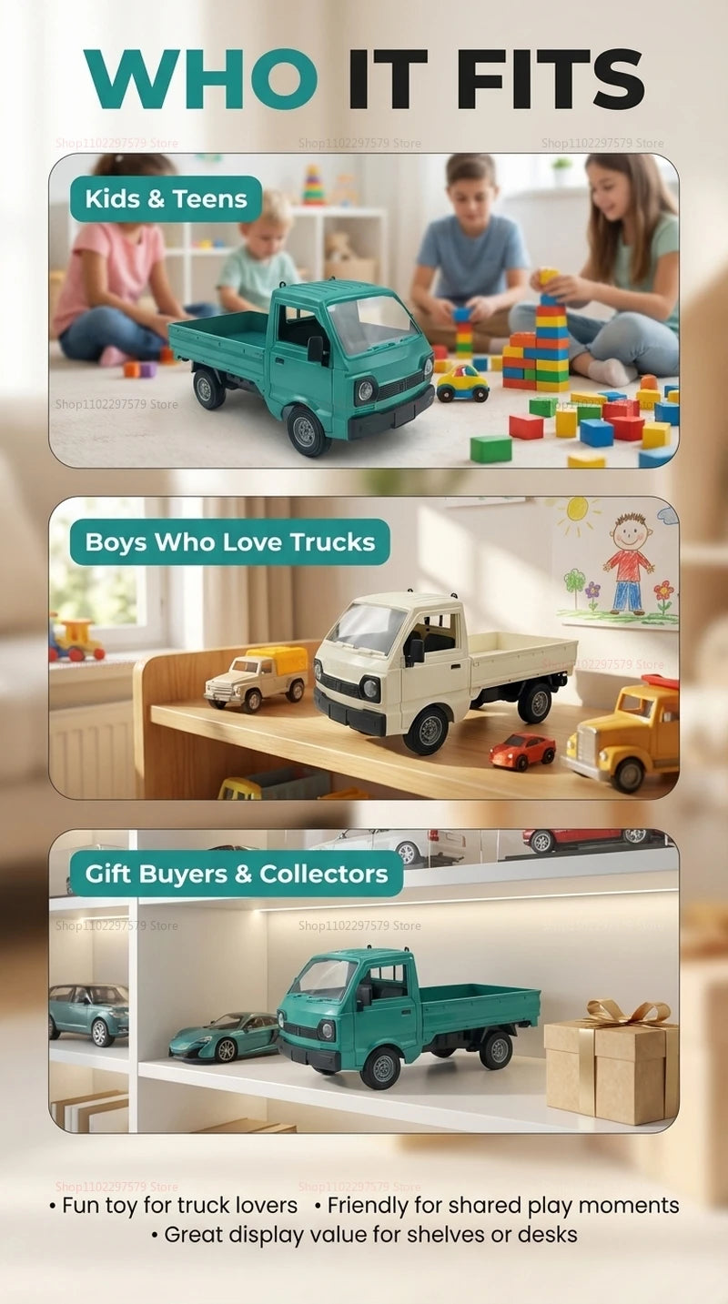 1:16 RC Car Drift Truck With LED Lights Spray Function Remote Control Off-Road Climbing Toys For Kids Boys Outdoor Play Gifts