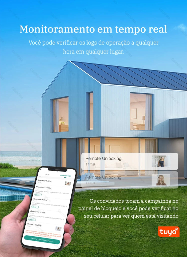 Brazil Tuya Smart Door Lock Portuguese Voice Digital Electronic Lock WIFI APP Fingerprint Password RFID Unlock For Home