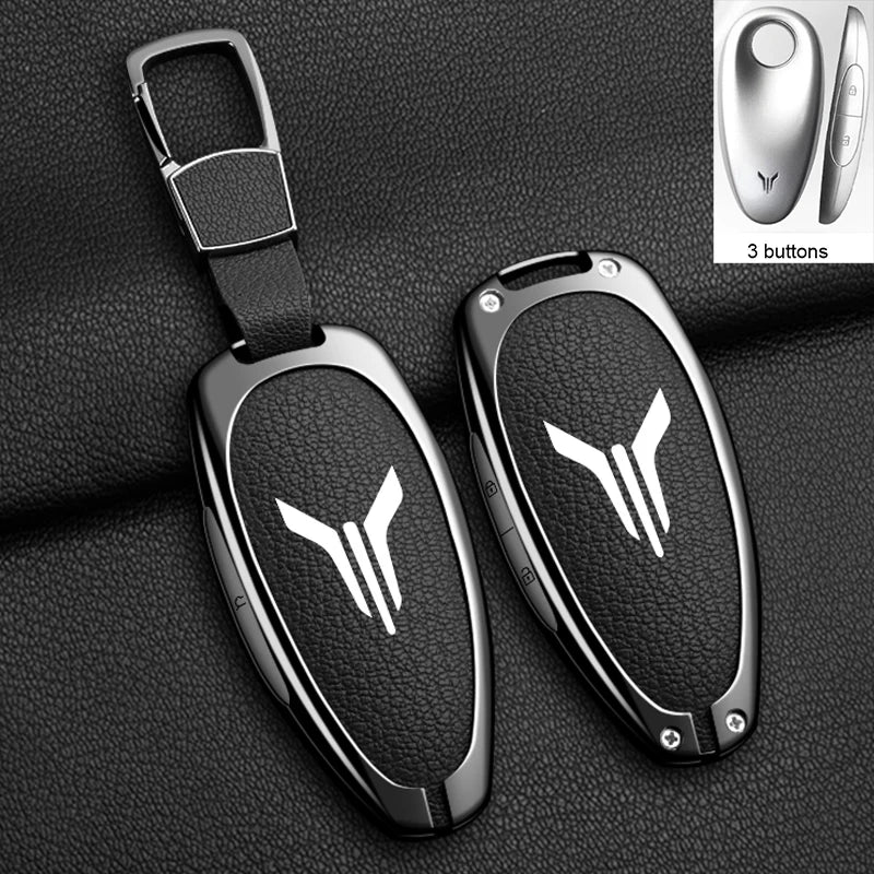 Car Key Case Cover Shell Fob For Voyah Free I-Land Dreamer 2021-2023 Keychain Auto Zinc Alloy Leather Key Protection Accessories
