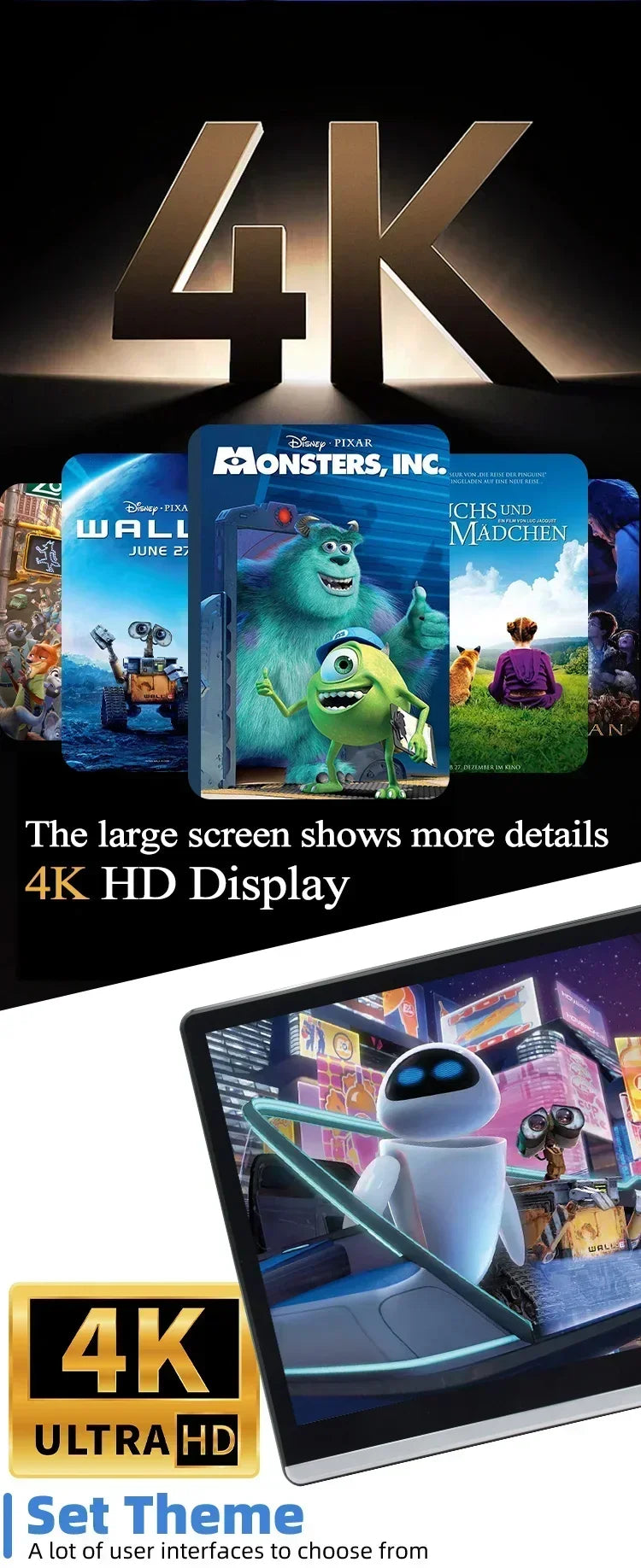 13.3/14" Car Headrest Monitor Display IPS Android 12 2G+32G/4G+64G/8G+128G Touch Screen For Car Rear Seat Player Dual HDMI Music