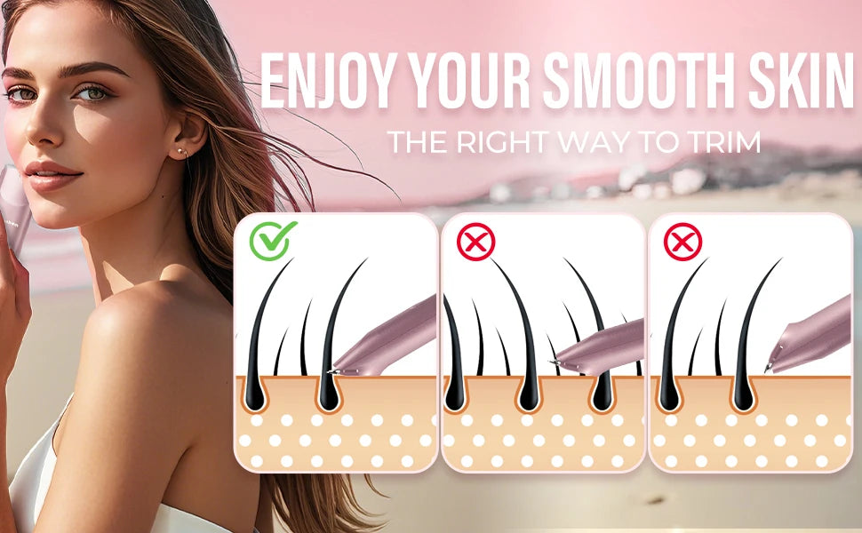 Electric Shaver for Women Female Epilator Electric Hair Removal 2 in 1 Woman's Razor for Body Legs Face Mustache Bikini Trimmer