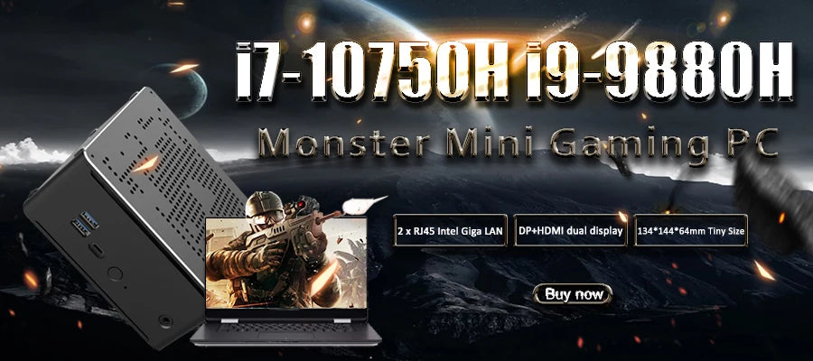 Gaming Desktop Computer Core i9 10980HK Xeon W-10885M E-2276M 2176M Mini Server PC 2*DDR4 2*NVME Dual Lan Office Design Computer