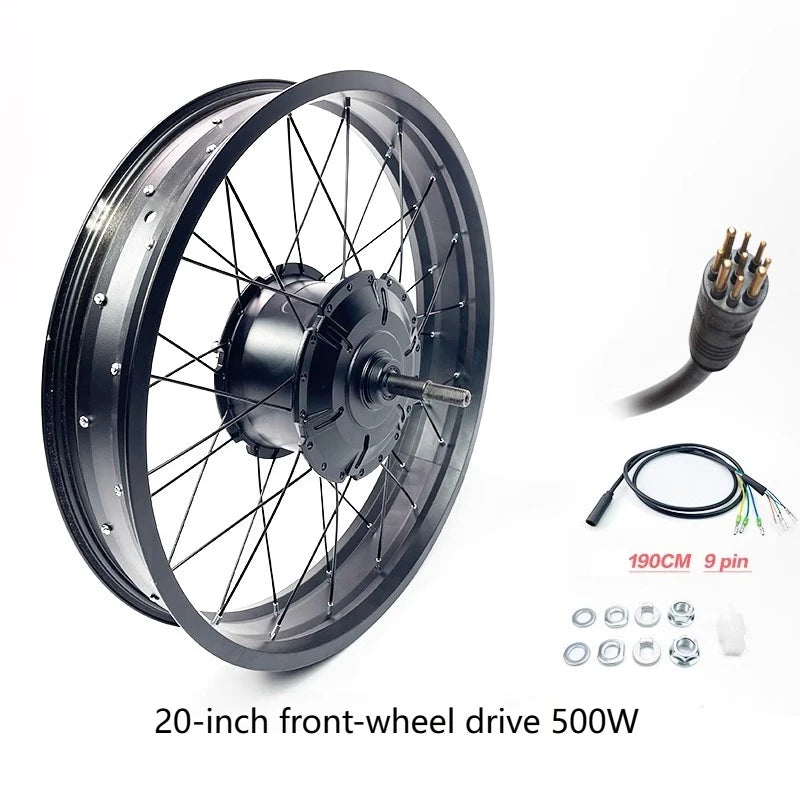 Super73 E-Bike Conversion Kit 20x4.0 Fat Tire 500W/1000W Hub Motor Front Rear Wheel Set for Snow Bike Upgrade