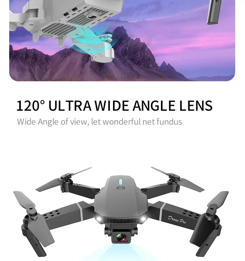 DWI D19 E88 Pro Drone 4K Professional HD RC Airplane Dual Camera Wide Angle Head Remote Quadcopter Toy Helicopter for Adults Kid
