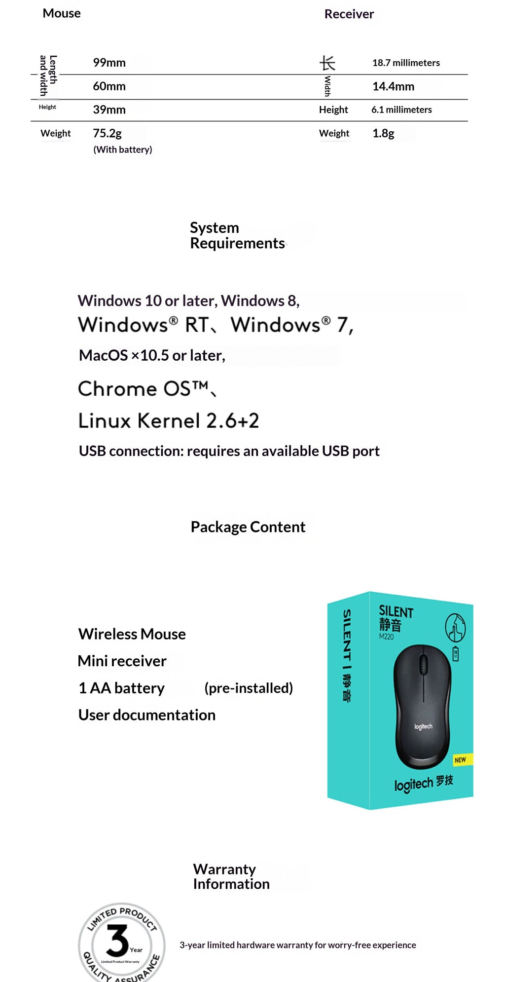 M220 Wireless Portable Mouse On-the-Go Essential Business Trip