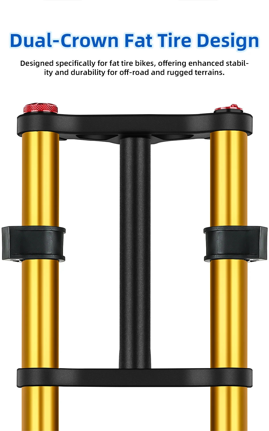 BOLANY Bicycle Snow Front Fork 20 inch 26 inch 4.0 Tire MTB Bike Fork 110mm Travel Double Shoulder Air Supension for E-Bike