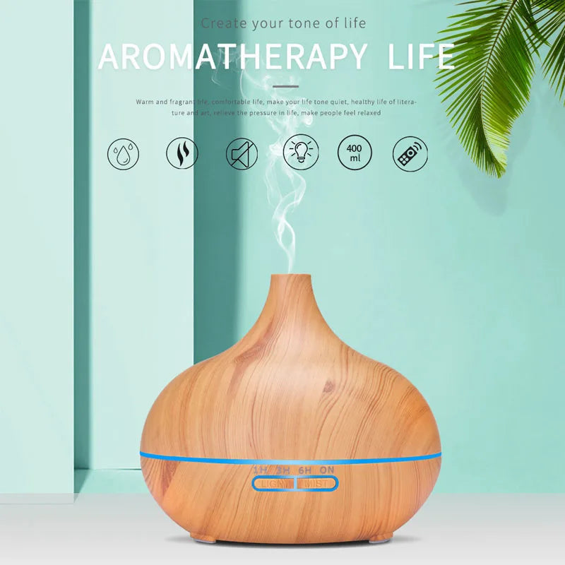 Essential Oil Aromatherapy Diffuser with Remote Control LED Ultrasonic Cool Mist Scent Humidifier Vaporizer for Room Office Home
