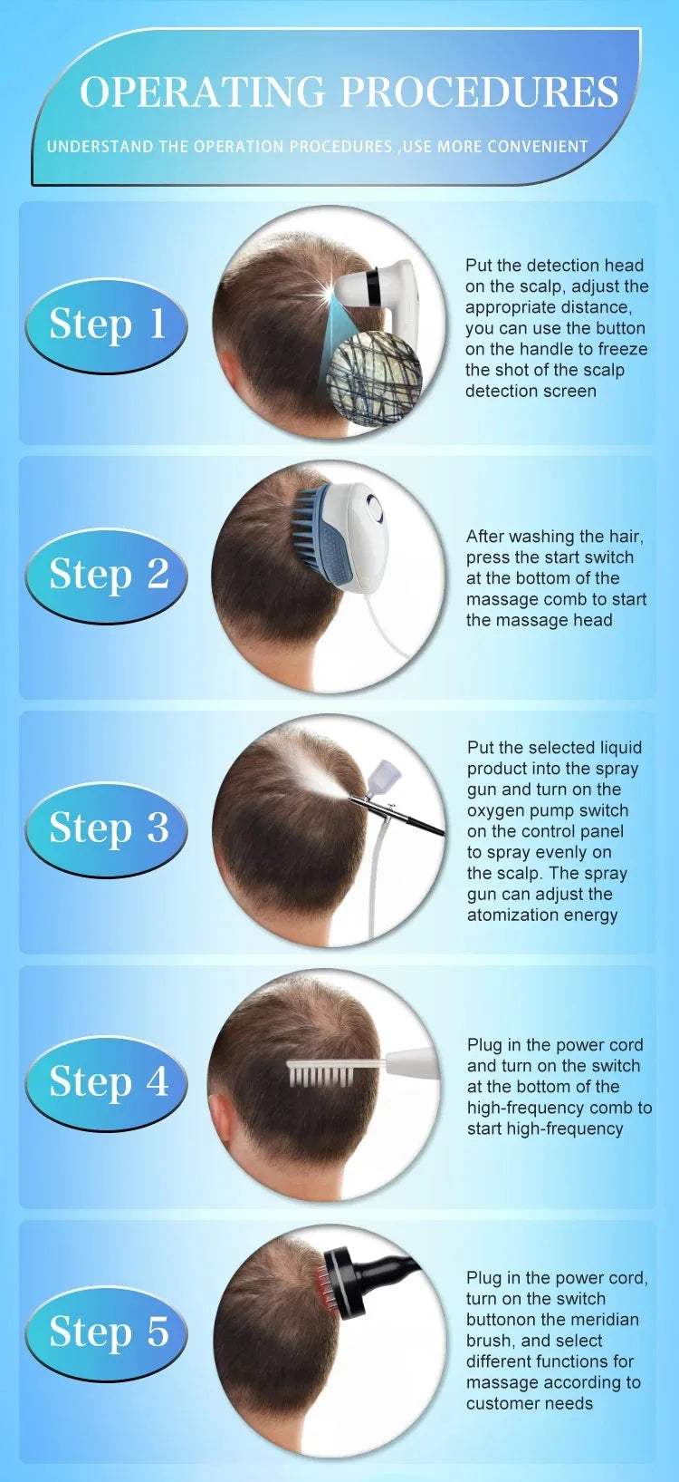 Silicone Scalp Massager Electric Brush for Hair Growth Red Light Therapy Hair and Scalp Analysis Machine