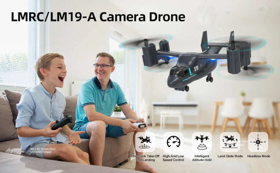 Remote Control Helicopter Drone 480P Camera Fighter UAV Land Air Mode Aircraft Brushless RC Drones for Children Kids Plane Toys