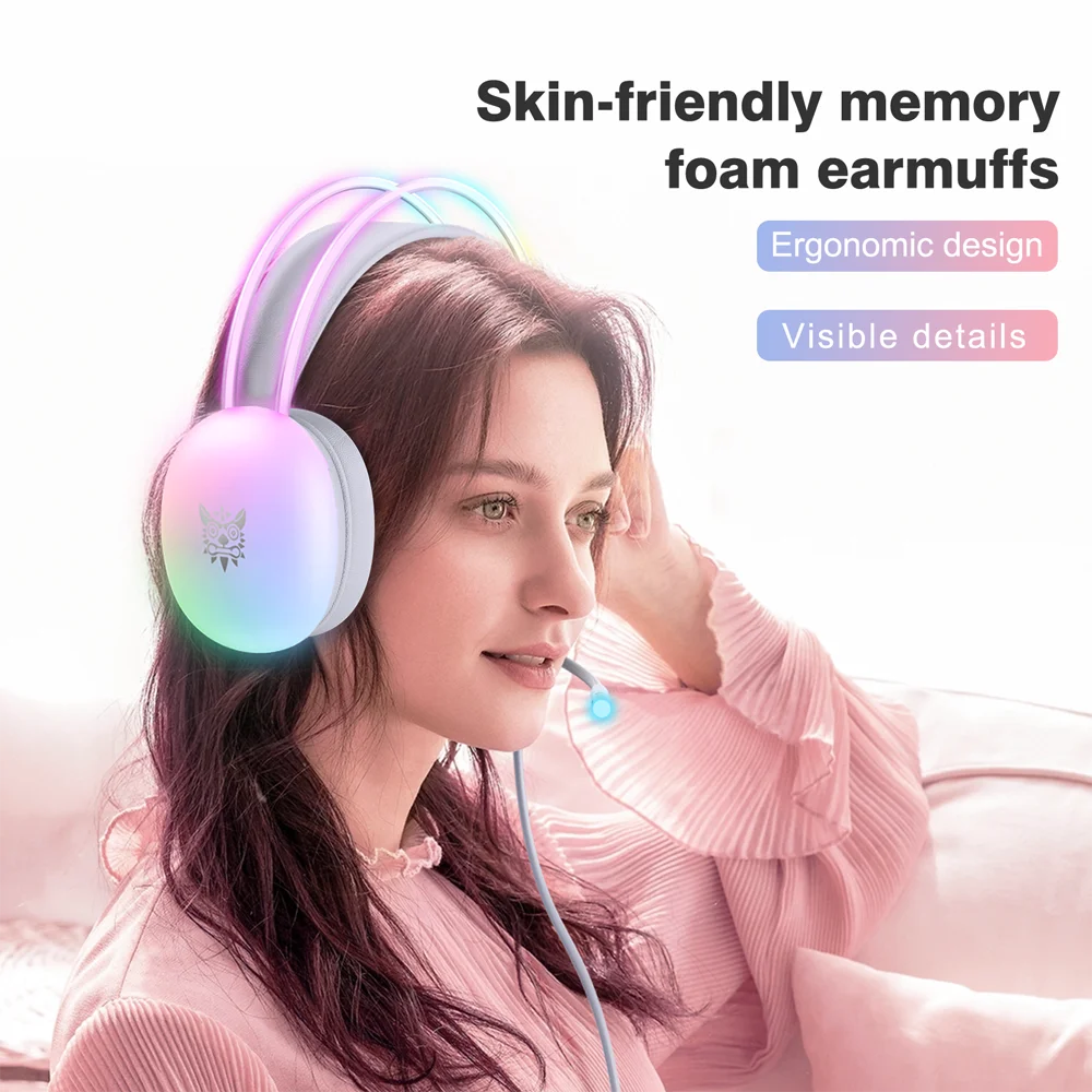Wired Headset Headphone Earphone Earbuds Gamer Gaming For iPhone Phone PC With Cable Microphone Mic Portable Fone Head Set RGB