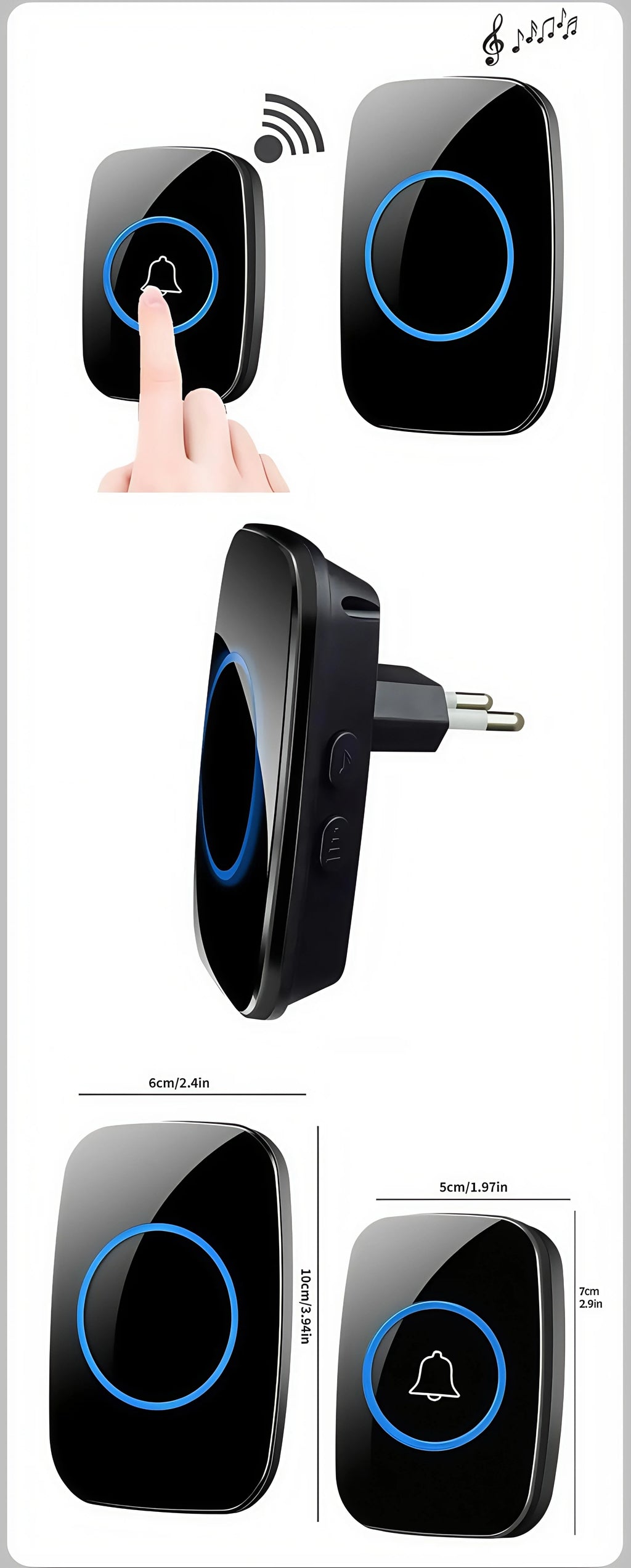 Smart Wireless Doorbell – Waterproof, 150M Range, Battery-Powered, Long-Distance Chime, Easy Installation for Home & Office