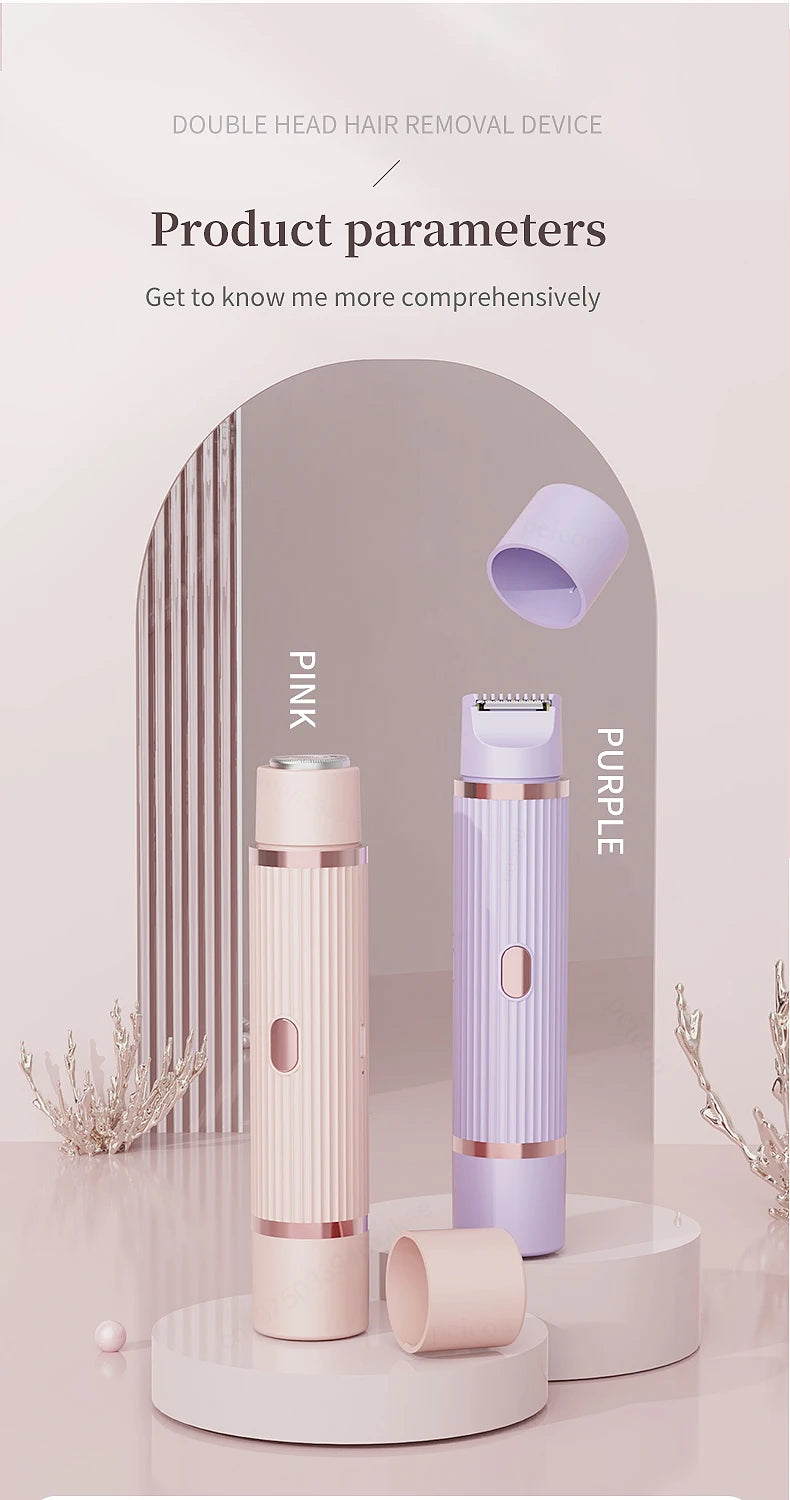 Electric Shaver for Women Bikini Trimmer Facial Mustache Hair Removal Razor Ladies Face Underarm Legs Electric Painless Epilator
