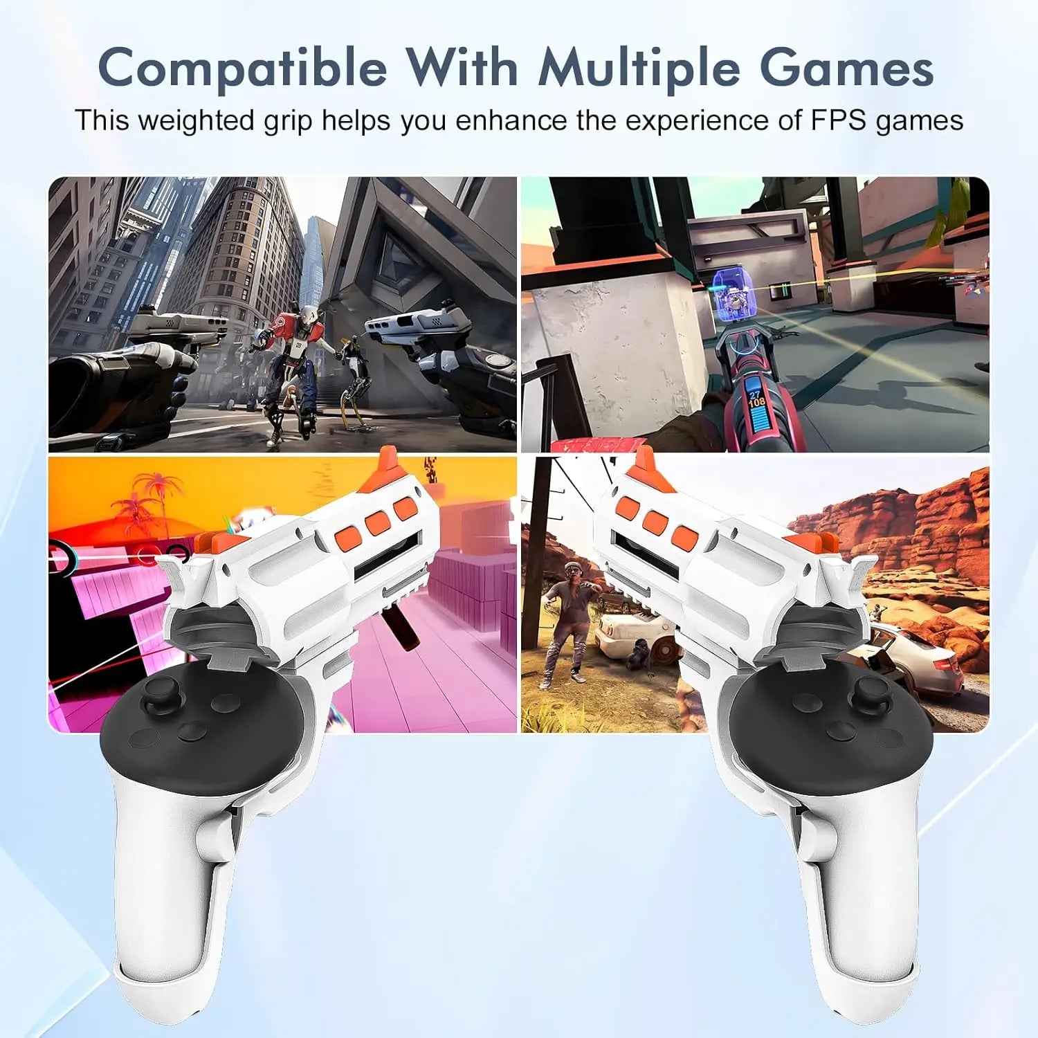 Enhance FPS Game Experience VR Handle Attachment For Meta Quest 2/3/3s, VR Accessories for Quest 2, Gunstock Grip For Quest 3/3s