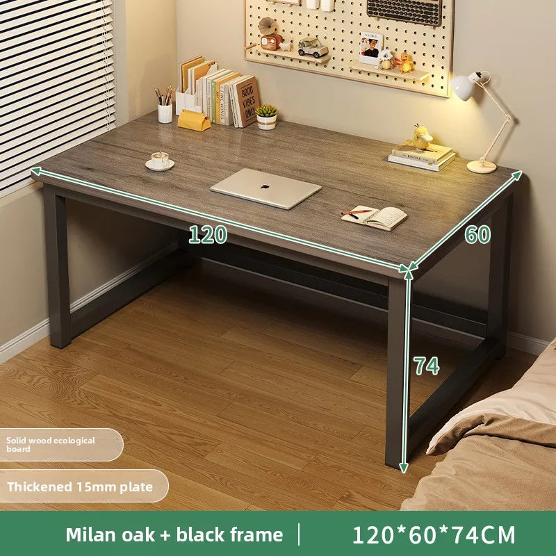 80/100/120/140/160cm Office Desk 15mm Wood Desktop Computer Table with Steel Frame Study Writing Desk for Home Office Workspace