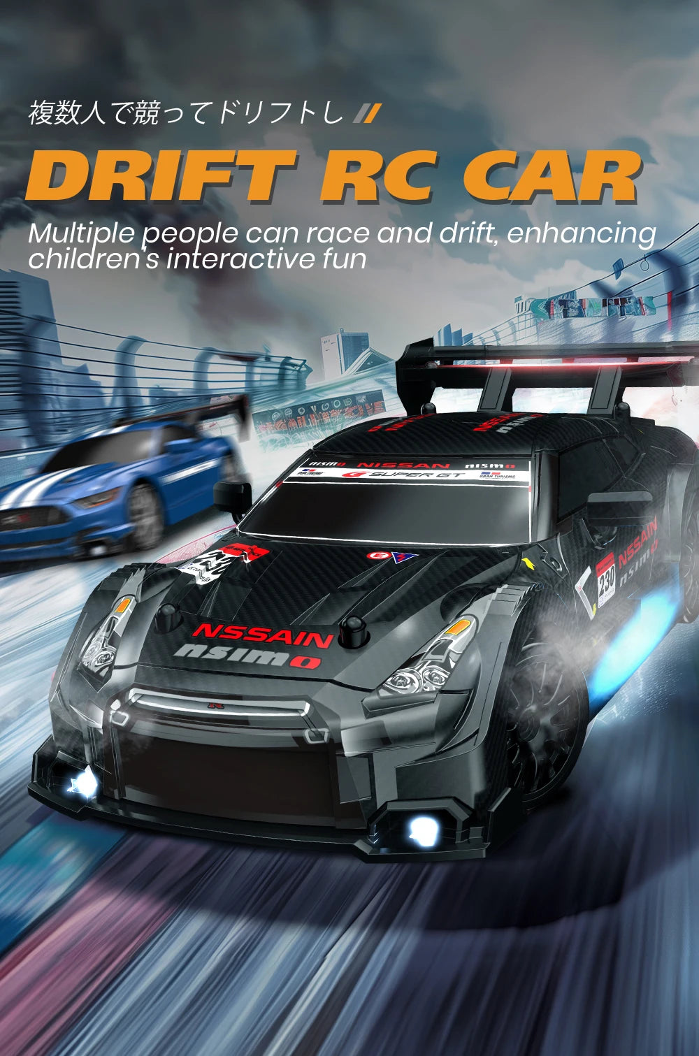 4WD Remote Control Car RC Drift 1:24 20KM/H High Speed Vehicle with LED Lights Racing Sport Toy for Adults Boys Girls Kids Gifts