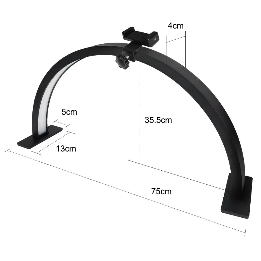 30in Nail Desk Lamp 39W 364Leds Light for Nails Aluminum Alloy Dimmable 3000K-6500K Half Moon Lamp for Lash Extensions Skincare