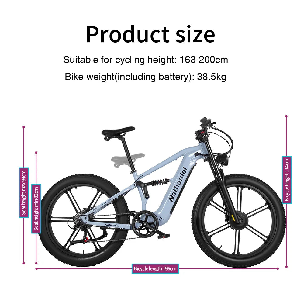 Nathaniel 2000W E-Bike SYR09 Dual Drive 26x4.0 Fat Tire 48V20AH Battery E-Mountain Bike Outdoor Sports All-Terrain Electric Bike