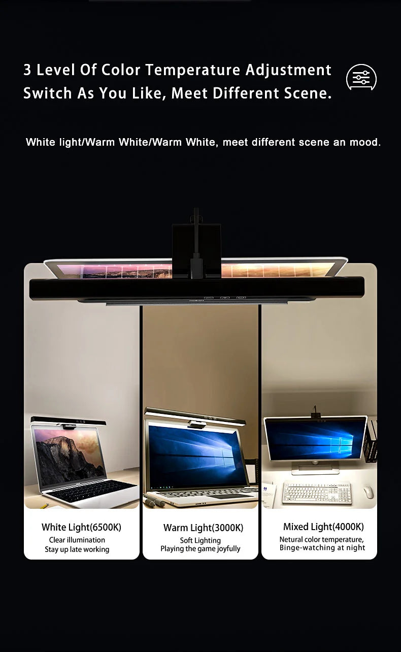 LED Desktop Monitor Light Bar RGB Computer Atmosphere Desk Lamp Learning Office Reading Eye Protection Screen Hanging Lighting