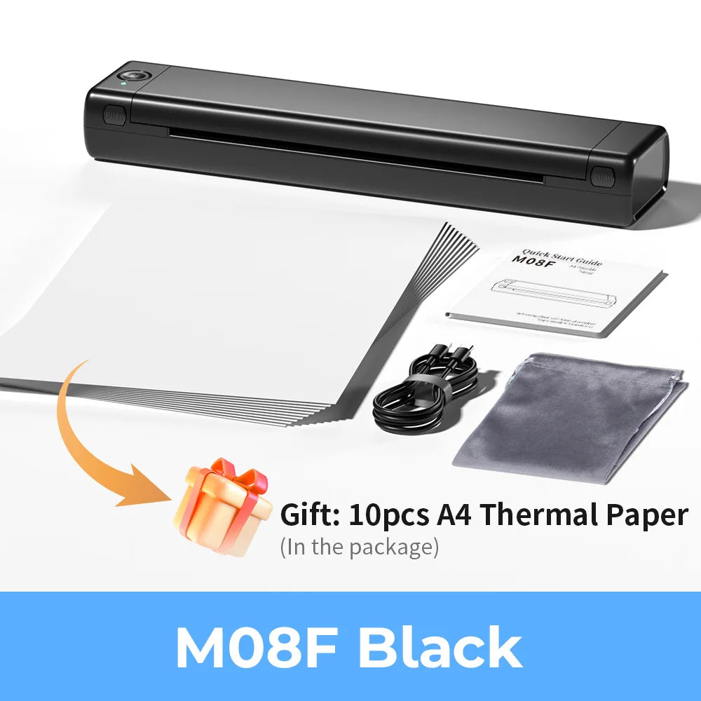 Phomemo M08F Wireless Thermal A4 Printer Bluetooth, Portable Label Maker for Home Office Shipping, Compatible iOS Android PC