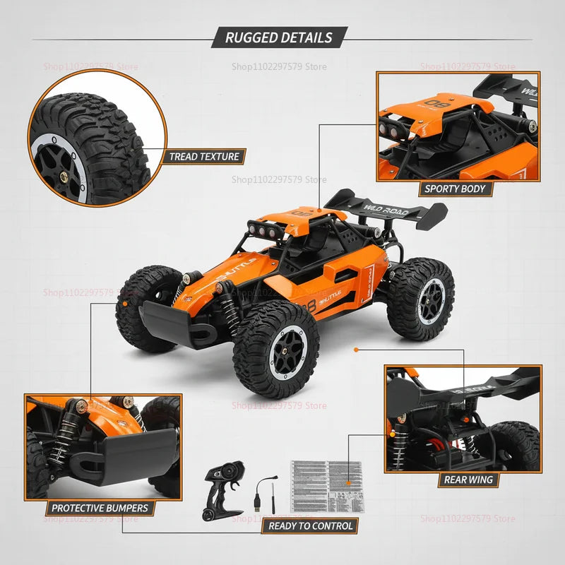 1:16 Scale Remote Control Monster Truck High Speeds 20KMH Off-Road RC Car with LED Lights for Adults Kids Durable Gift Ready for
