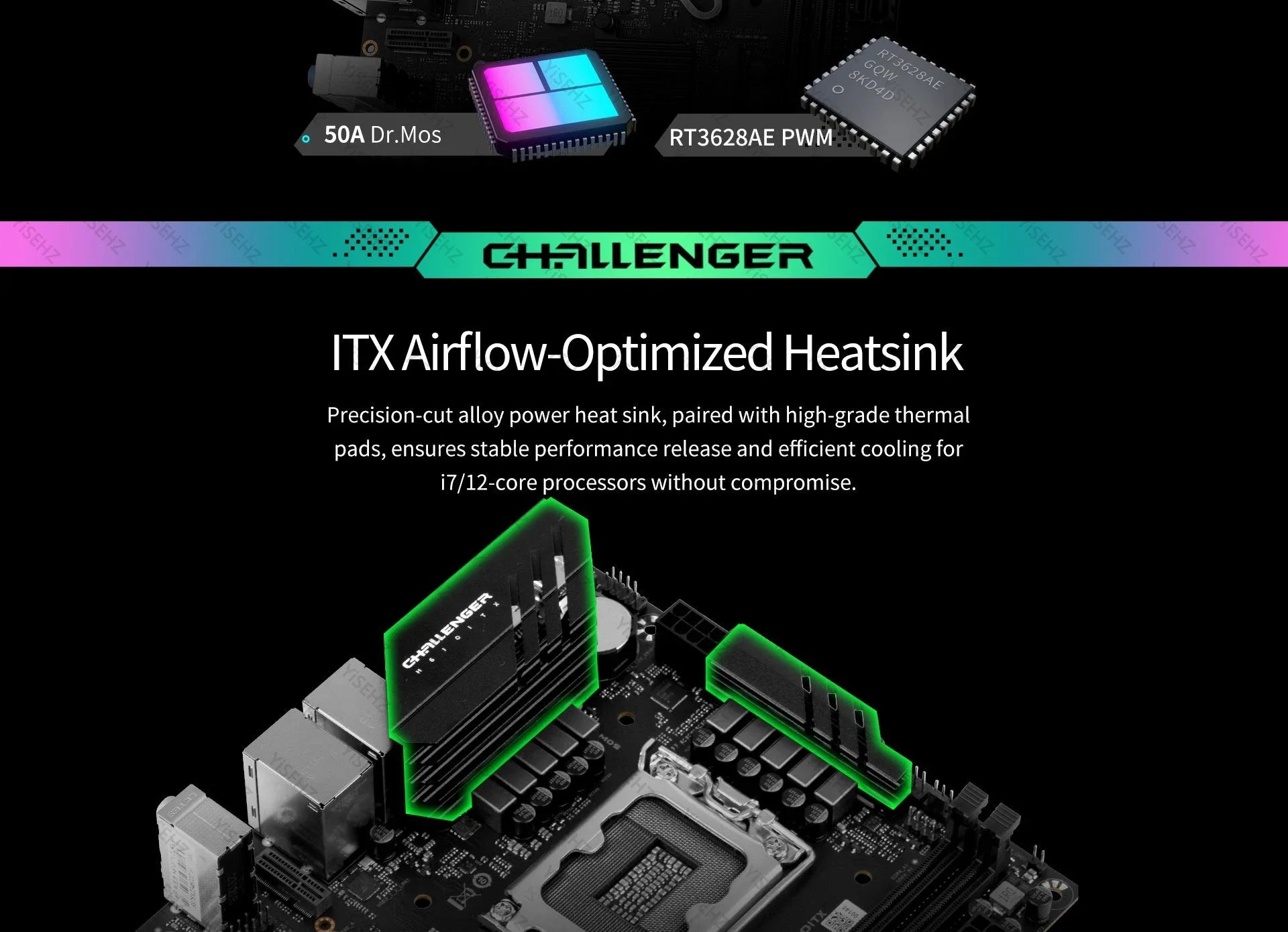 H610 ITX Motherboard Set With Core 12th/13th Gen CPU 2*16GB 32GB 3200Mhz DDR4 Memory Support 2LAN MS-Challenger DIY Kit