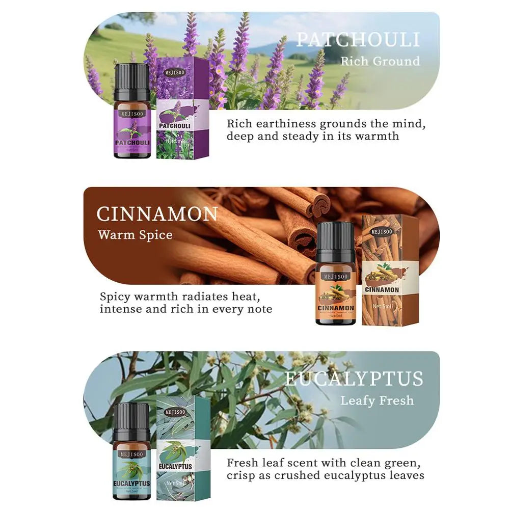 12 Flavors Essential Oils For Aroma Diffuser AirHumidifier Home Water-soluble Lavender Eucalyptus Lemon Bergamot 5ml