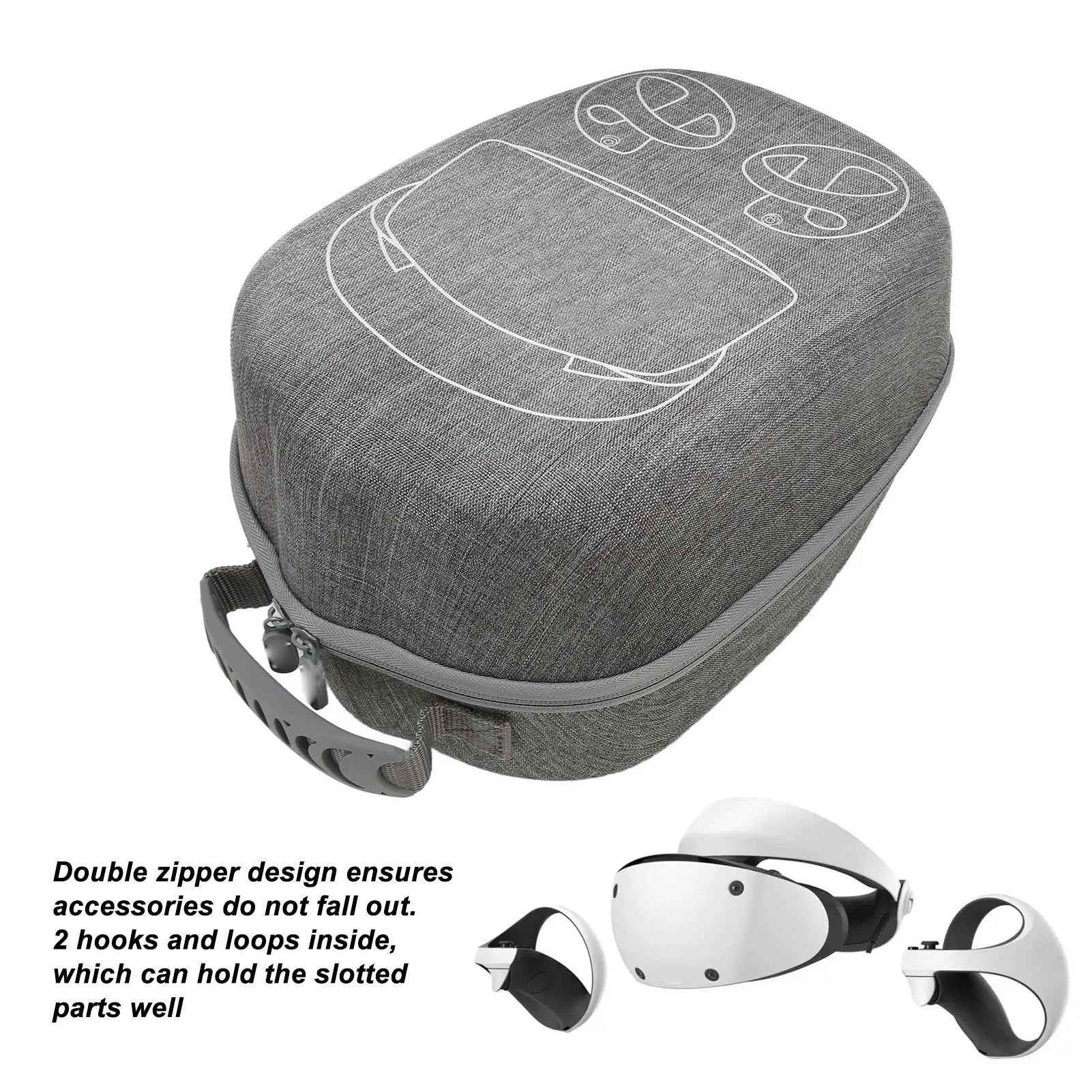 Portable VR Headset Travel Case EVA Gray Anti Fall Portable VR Carrying Case for PS VR2 Headset with Lens Protector Cover Case