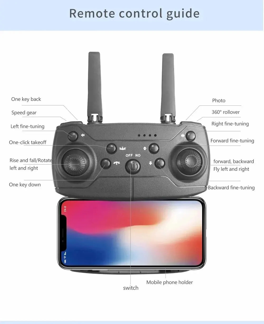 Hot-Selling E88 Smart Drone, One-Click Takeoff, Dual Camera with Stunts, Perfect for Beginners- Ideal Birthday and Holiday Gift