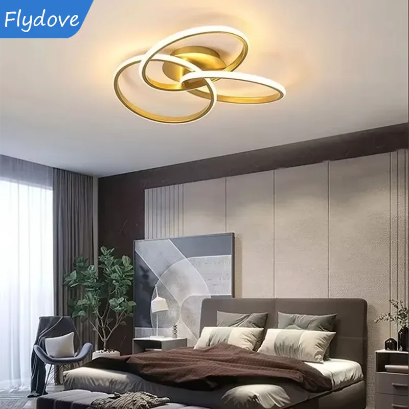 Modern LED Ceiling Light Trefoil Dimmable Black White Gold Lamp Bedroom Bedside Corridor Living Room Backgroud Home Indoor Decor