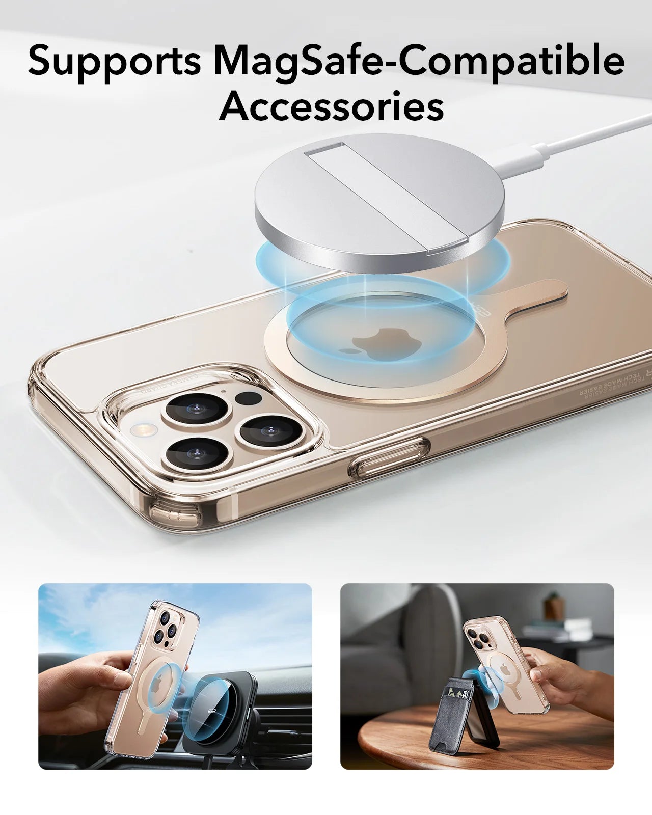 ESR for MagSafe Ring Magnet (HaloLock) Universal Magnetic Wireless Charger Kit for iPhone 16/15/14/13/12  Galaxy S23/S22/S21