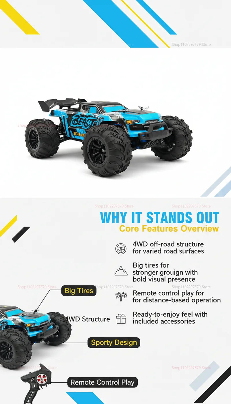 New PRO/MAX 1∶16 RC Car 80KM/H 4WD Brushless Off-Road Racing Toys High Speed Remote Control Vehicle For Kids Adults Outdoor Gift