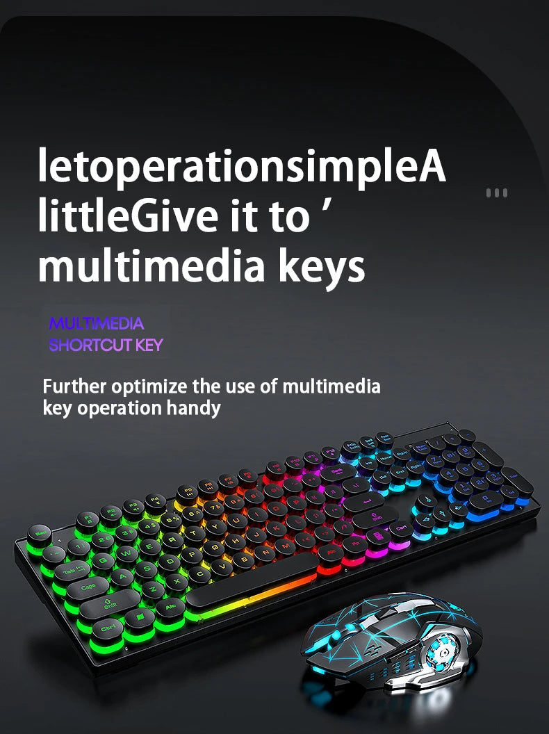 Mechanical hand feel electronic sports game business office wireless USB light keyboard set